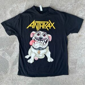 Anthrax Black Graphic Tee with Cartoon Dog